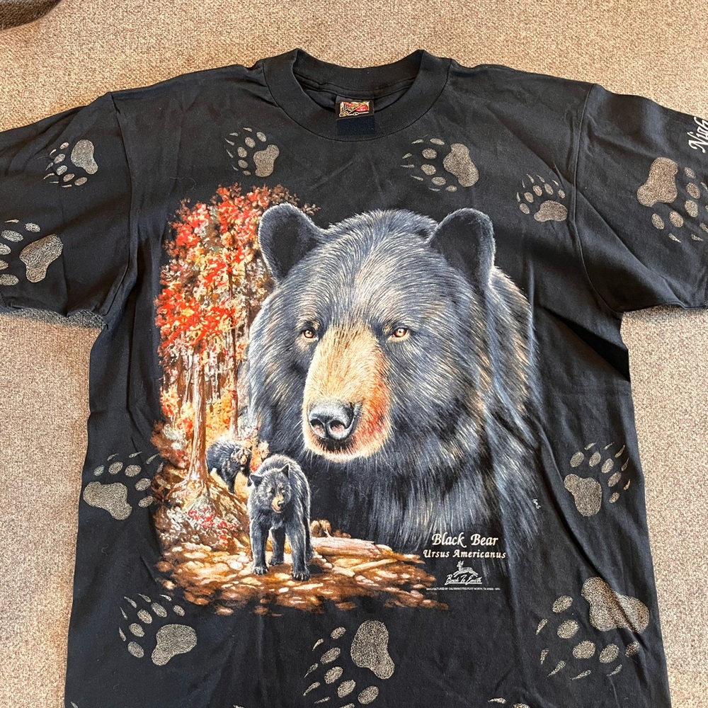 3D Emblem Black Bear Graphic Tee